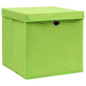 Úložné boxy s víky 10 ks zelené 32 x 32 x 32 cm textil - obrázek 2