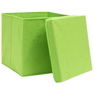 Úložné boxy s víky 10 ks zelené 32 x 32 x 32 cm textil - obrázek 3