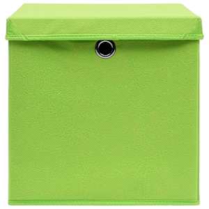 Úložné boxy s víky 10 ks zelené 32 x 32 x 32 cm textil - obrázek 4