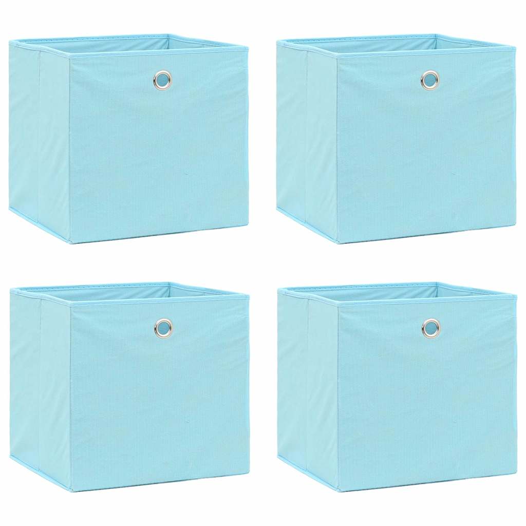 Foldbare opbevaringskasser 4 stk. - 32×32×32 cm - stof, babyblå