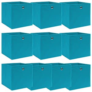 Úložné boxy 10 ks bledě modré 32 x 32 x 32 cm textil - obrázek 1