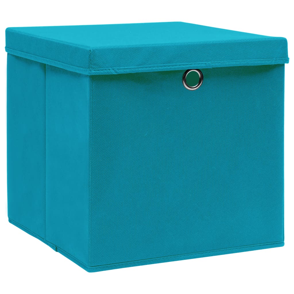 vidaXL Cutii depozitare cu capace 10 buc. albastru 32x32x32 cm, textil