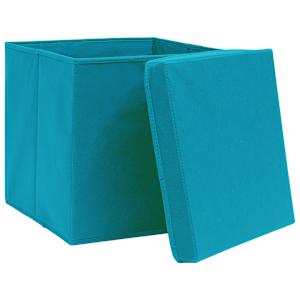 Úložné boxy s víky 10 ks bledě modré 32 x 32 x 32 cm textil - obrázek 3