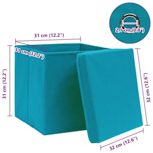 Úložné boxy s víky 10 ks bledě modré 32 x 32 x 32 cm textil - obrázek 6