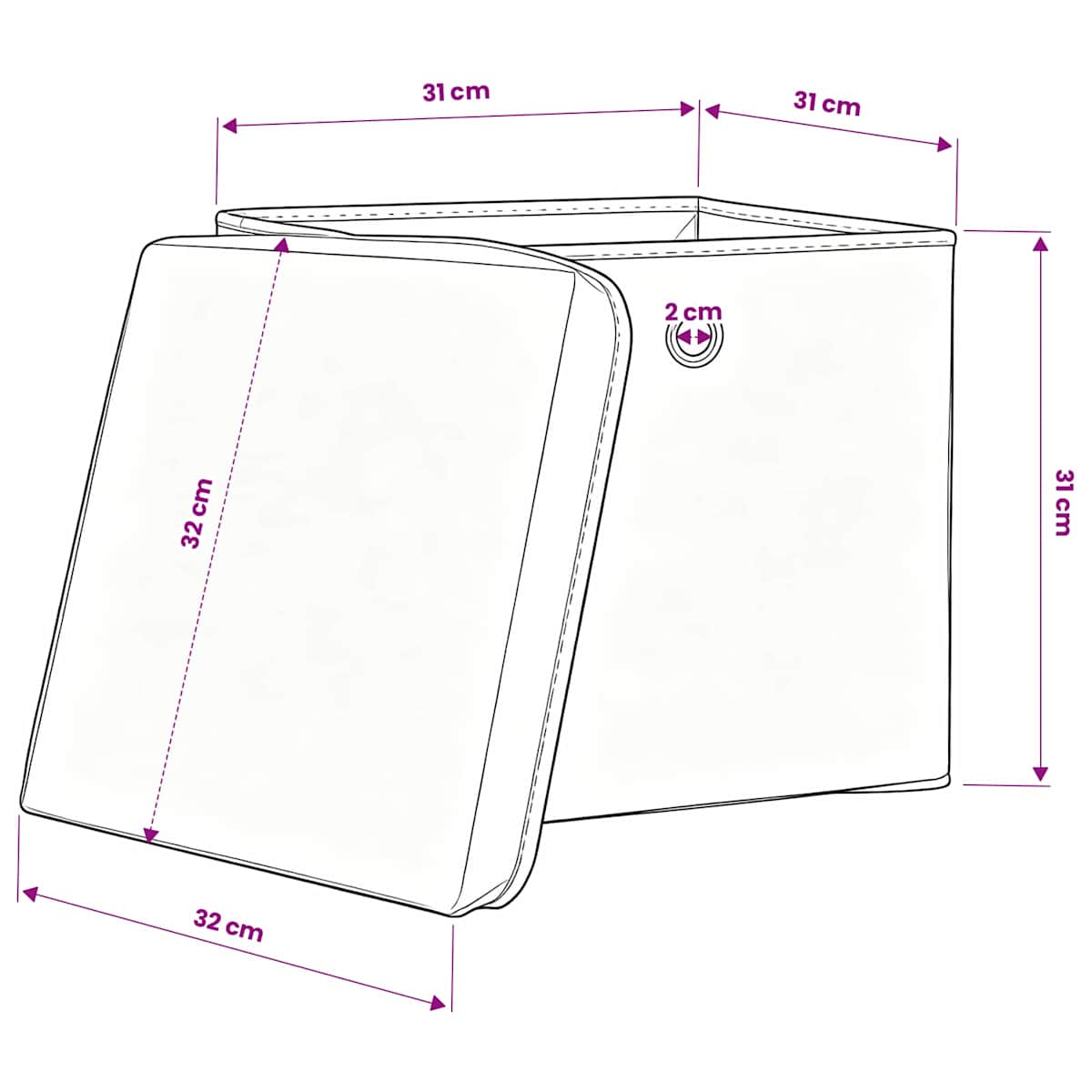 Opbevaringskasser med låg 32x32x32 stof babyblå - Billede 10