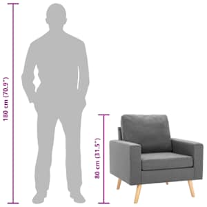 Křeslo světle šedé textil - obrázek 8