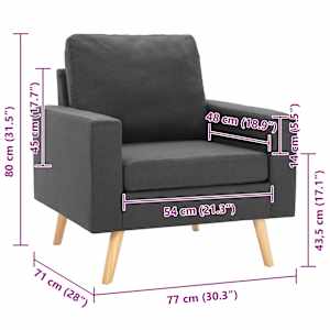 Křeslo tmavě šedé textil - obrázek 7