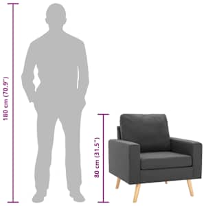 Křeslo tmavě šedé textil - obrázek 8