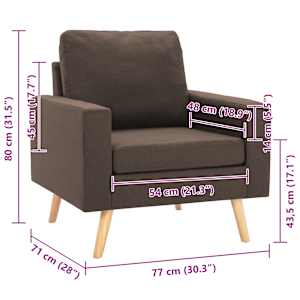 Křeslo hnědé textil - obrázek 7