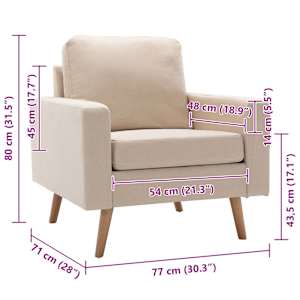 Křeslo krémové textil - obrázek 7