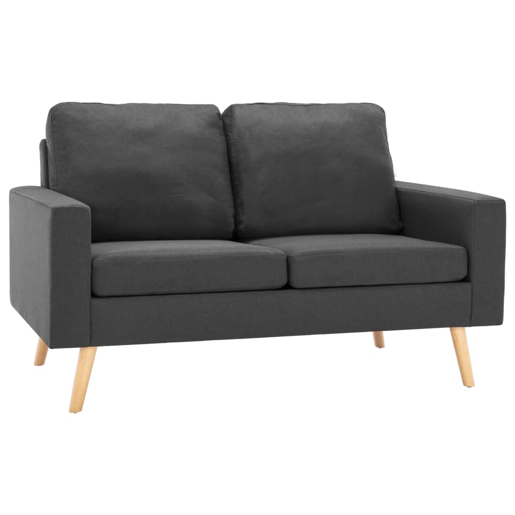 vidaXL Dvivietė sofa, tamsiai pilkos spalvos, audinys-image-8719883892634