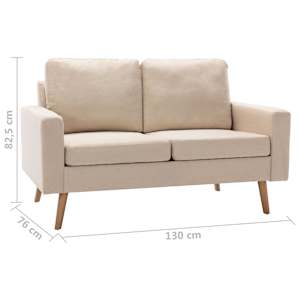 2místná pohovka krémová textil - obrázek 7