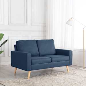 2místná pohovka modrá textil - obrázek 1