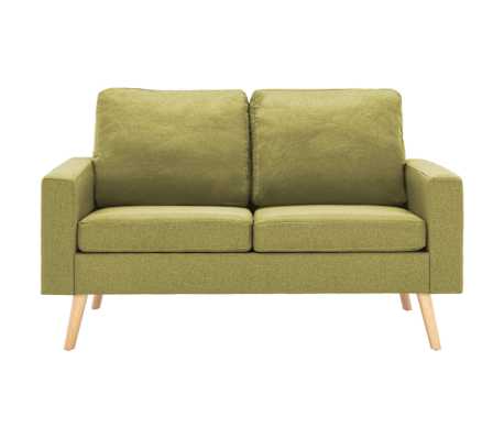 vidaXL Canapea cu 2 locuri, verde, material textil