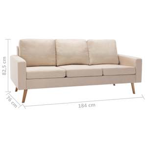 3místná pohovka krémová textil - obrázek 7