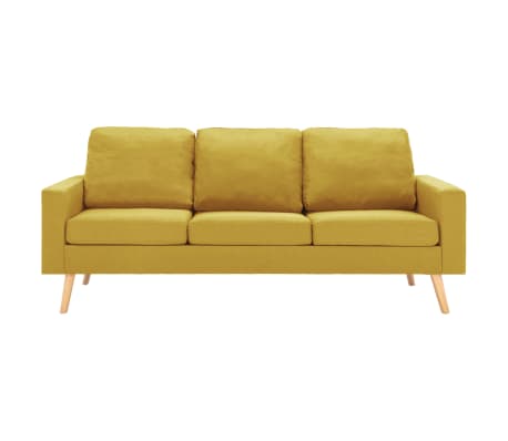 vidaXL Trivietė sofa, geltonos spalvos, audinys