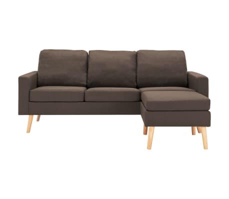 vidaXL 3-osobowa sofa z podnóżkiem, brązowa, tapicerowana tkaniną