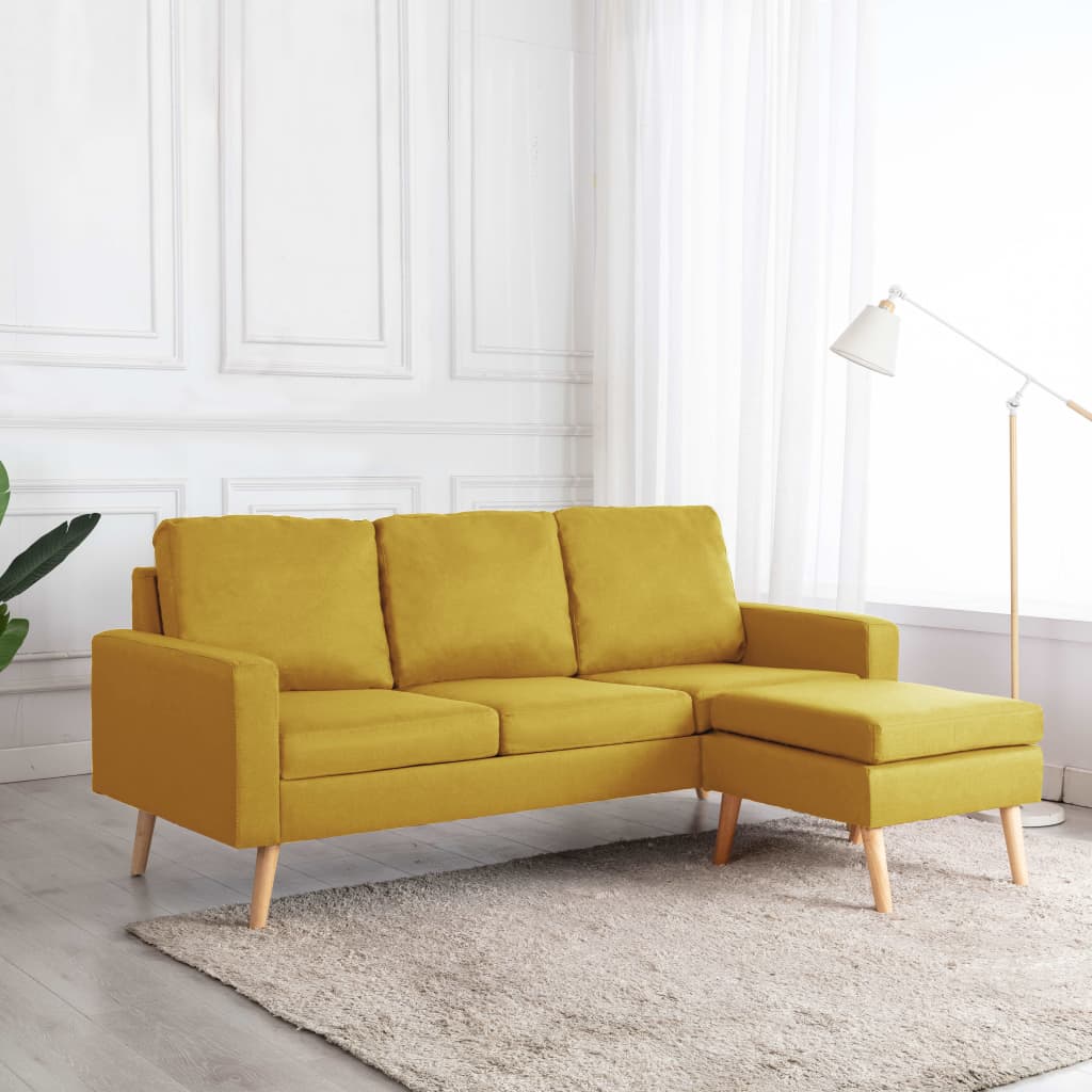 3-Sitzer-Sofa mit Hocker Gelb Stoff kaufen
