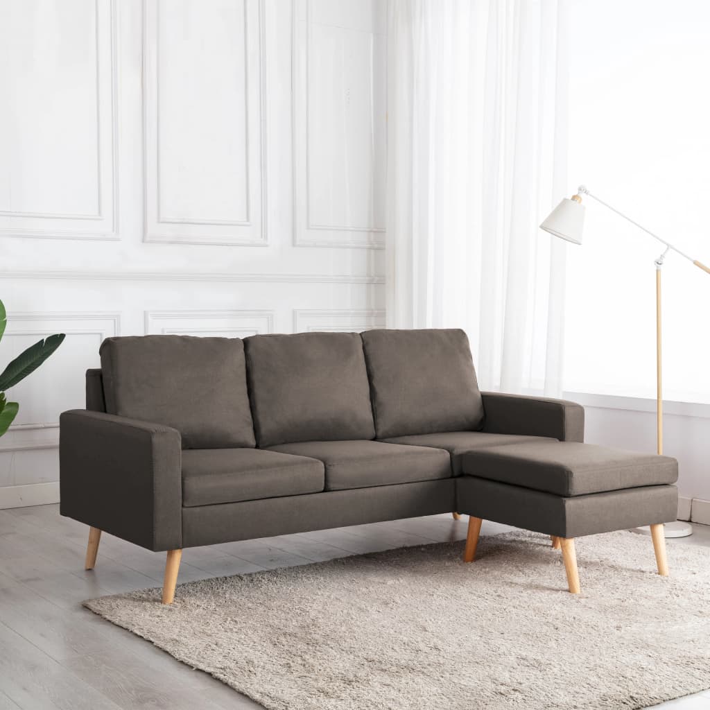 vidaXL 3-Sitzer-Sofa mit Hocker Taupe Stoff