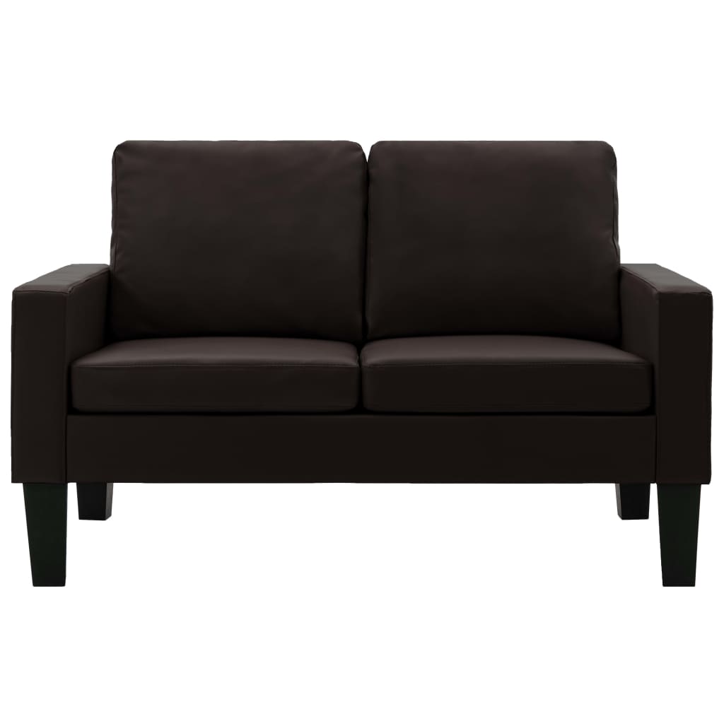 vidaXL divvietīgs dīvāns, brūna mākslīgā āda