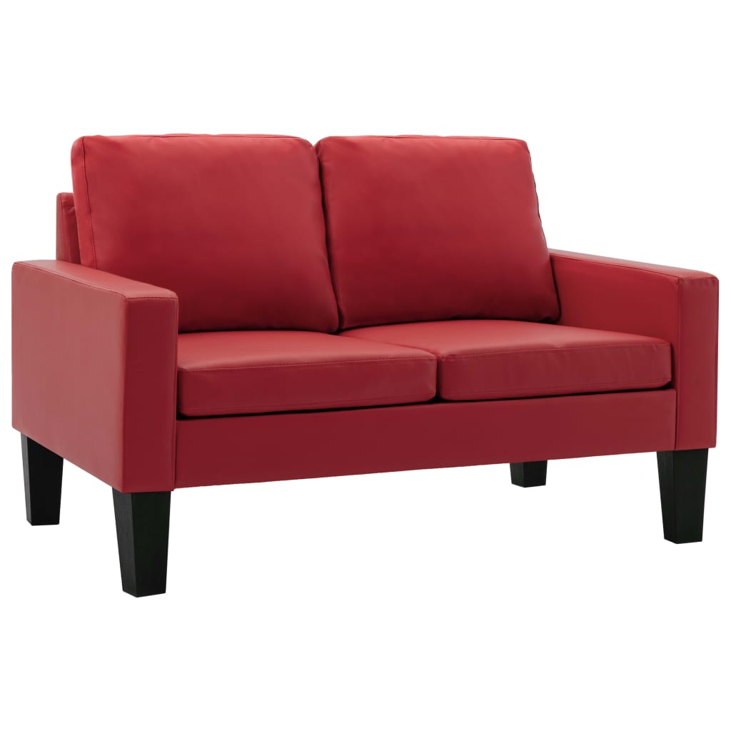 vidaXL 2-местен диван, червен, изкуствена кожа