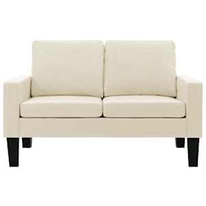 vidaXL Dvivietė sofa, kreminės spalvos, dirbtinė oda
