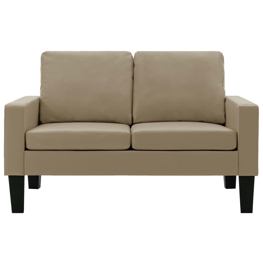 vidaXL Dvivietė sofa, kapučino spalvos, dirbtinė oda