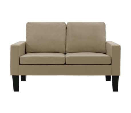 vidaXL divvietīgs dīvāns, kapučīno krāsas mākslīgā āda