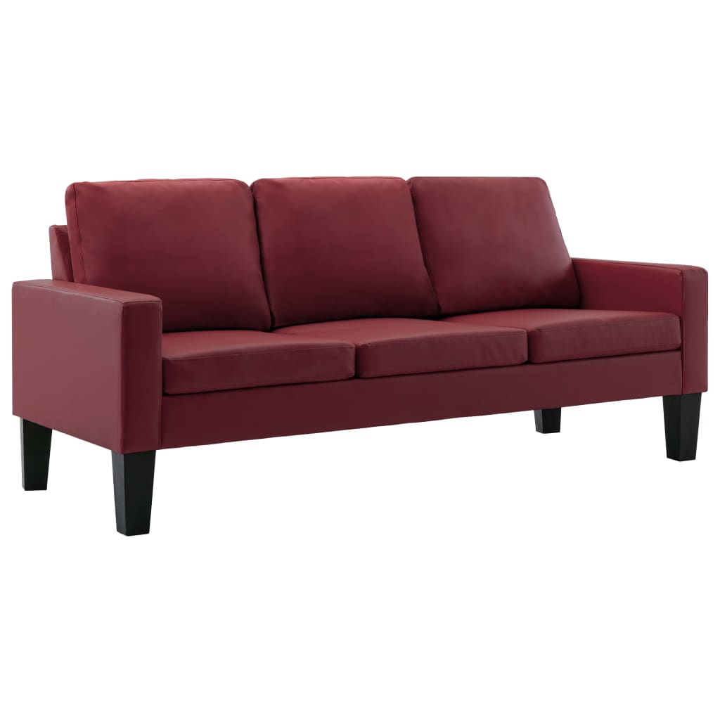 Thumbnail - vidaXL 3-Sitzer-Sofa Weinrot Kunstleder
