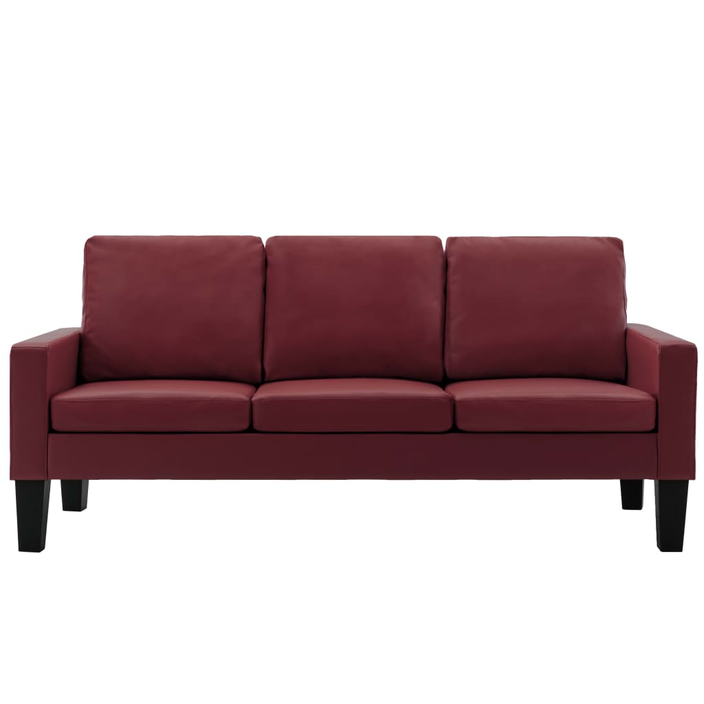 vidaXL 3-personers sofa kunstlæder vinrød