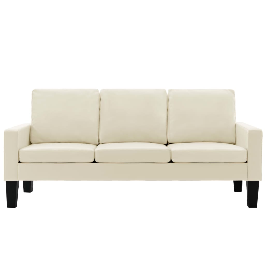 vidaXL 3-Sitzer-Sofa Creme Kunstleder