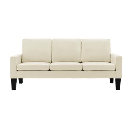 vidaXL 3-Sitzer-Sofa Creme Kunstleder