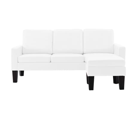 vidaXL Divano a 3 Posti con Poggiapiedi Bianco in Similpelle