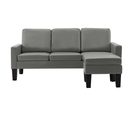 vidaXL 3-Sitzer-Sofa mit Hocker Grau Kunstleder