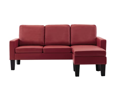 vidaXL 3-osobowa sofa z podnóżkiem, winna czerwień, sztuczna skóra