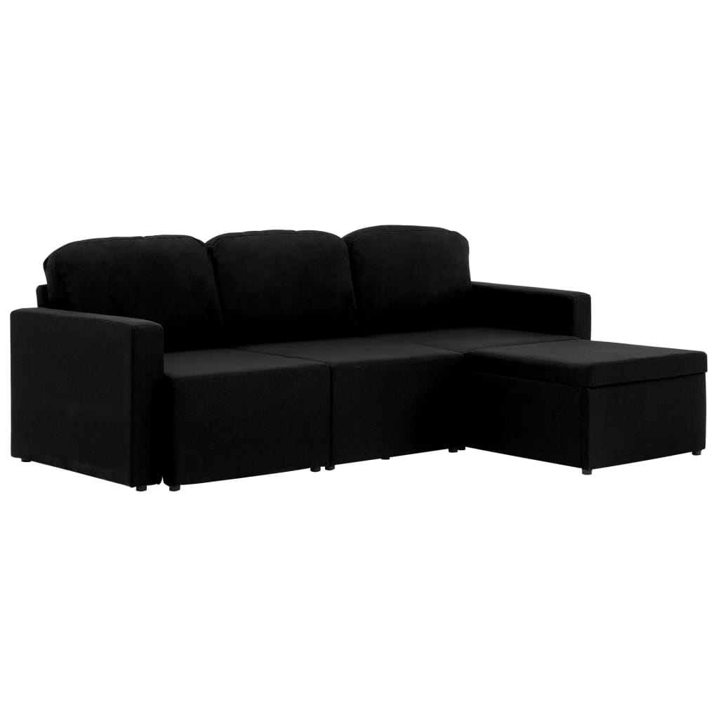 Thumbnail - vidaXL Modulares 3-Sitzer-Schlafsofa Schwarz Stoff