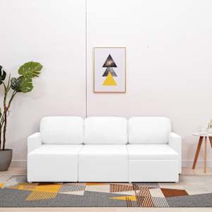 vidaXL 3-Sitzer Schlafsofa Modular Wei&szlig; Kunstleder