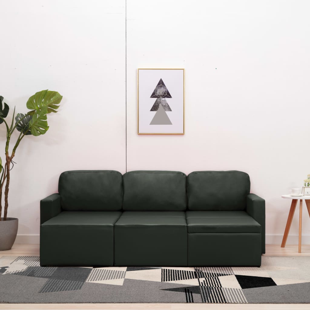 vidaXL Modulares 3-Sitzer Schlafsofa Grau Kunstleder