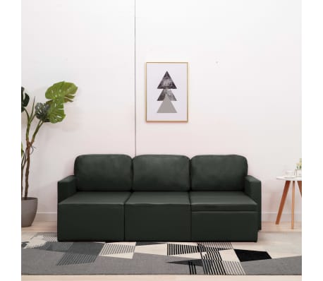 vidaXL Modulares 3-Sitzer Schlafsofa Grau Kunstleder