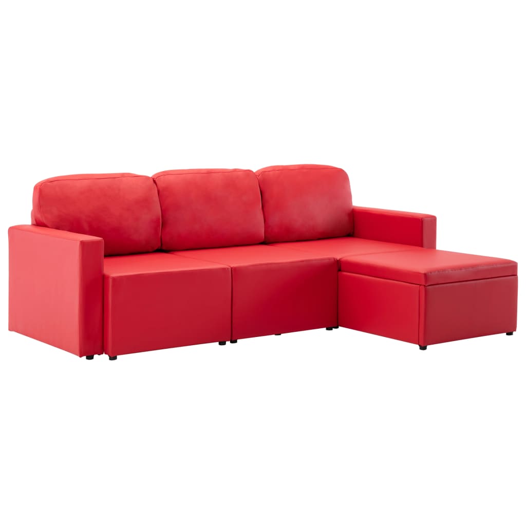 Thumbnail - vidaXL Modulares 3-Sitzer Schlafsofa Rot Kunstleder