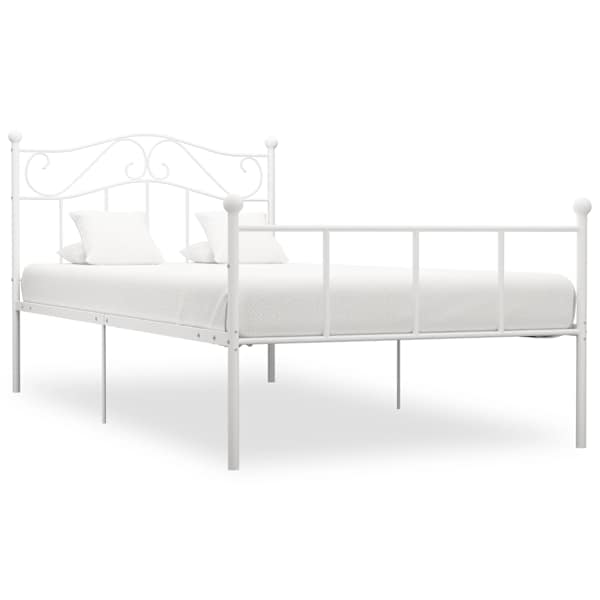 vidaXL voodiraam valge, metall, 90 x 200 cm