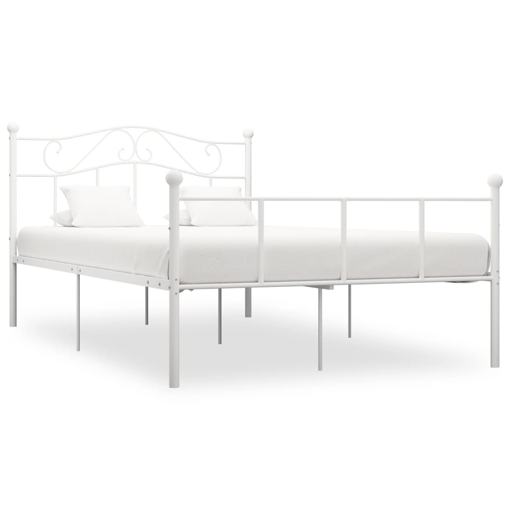 vidaXL Cadru de pat, alb, 140 x 200 cm, metal vidaxl.ro