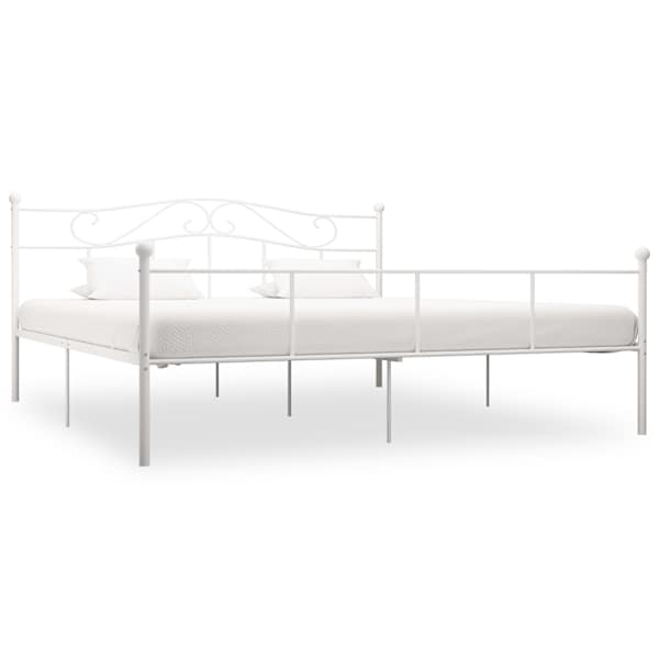 vidaXL voodiraam, valge, metall, 200 x 200 cm