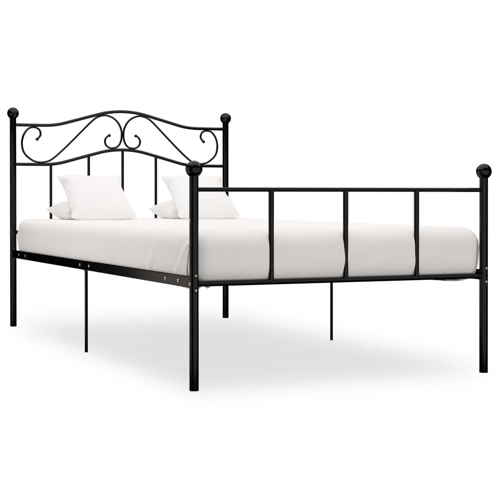 vidaXL Cadru de pat, negru, 90 x 200 cm, metal imagine vidaxl.ro