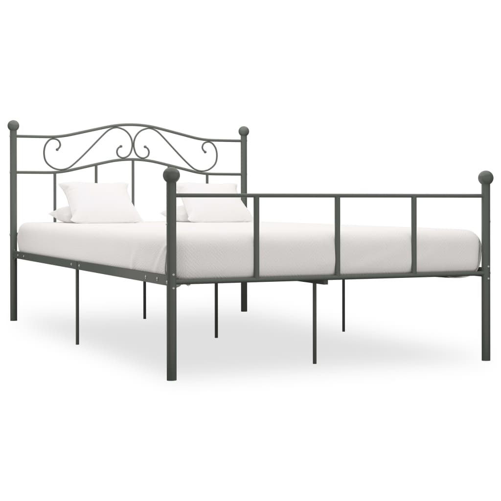 vidaXL Cadru de pat, gri, 120 x 200 cm, metal vidaXL