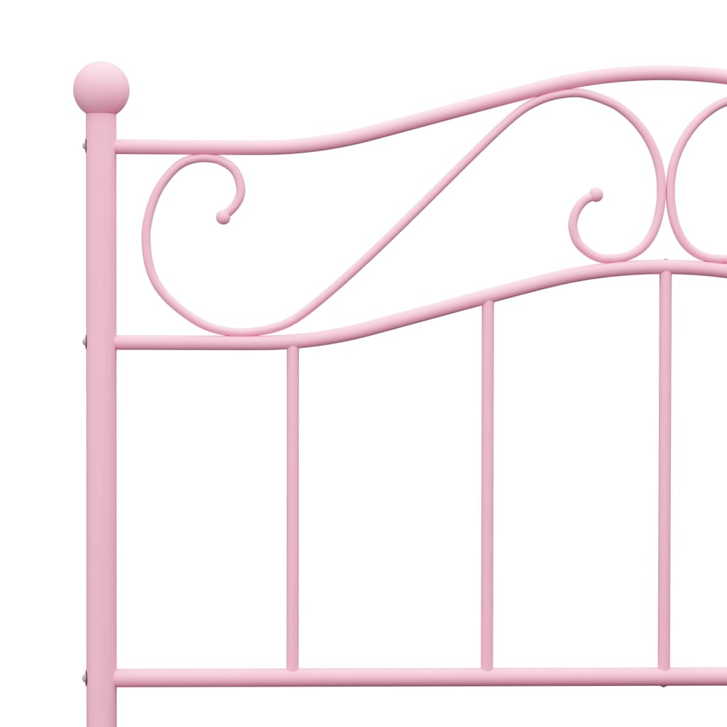 rózsaszín fém ágykeret 90 x 200 cm