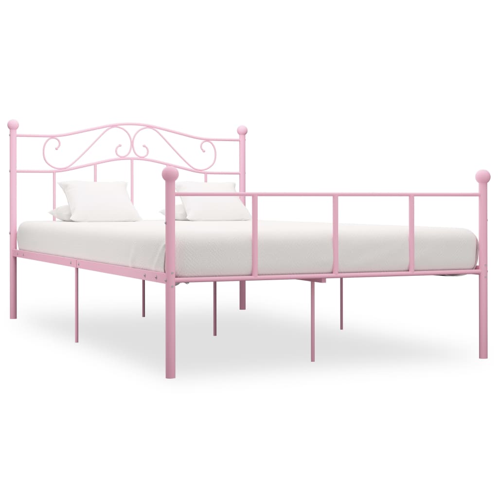 vidaXL Cadru de pat, roz, 140 x 200 cm, metal
