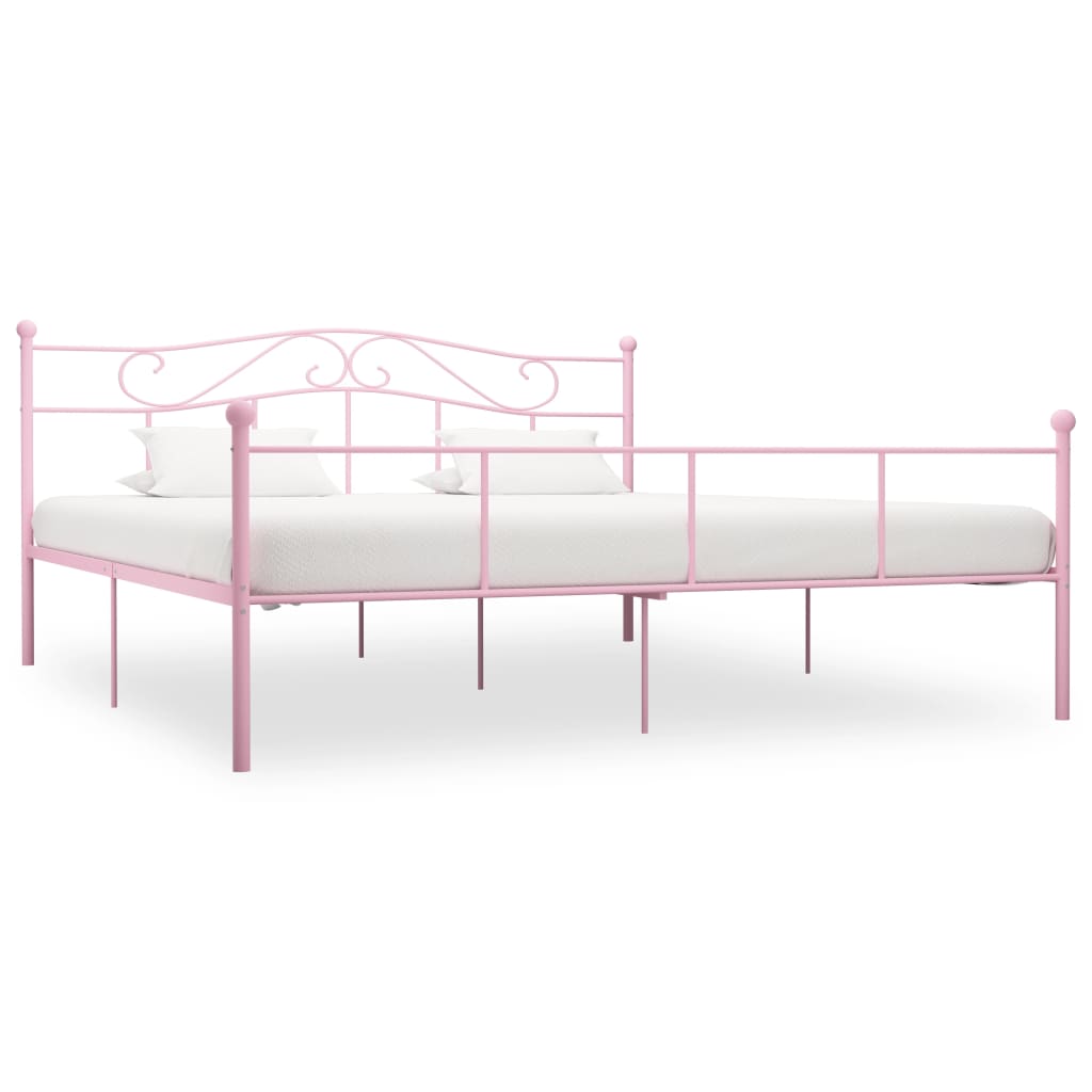 vidaXL Cadru de pat, roz, 180 x 200 cm, metal vidaXL