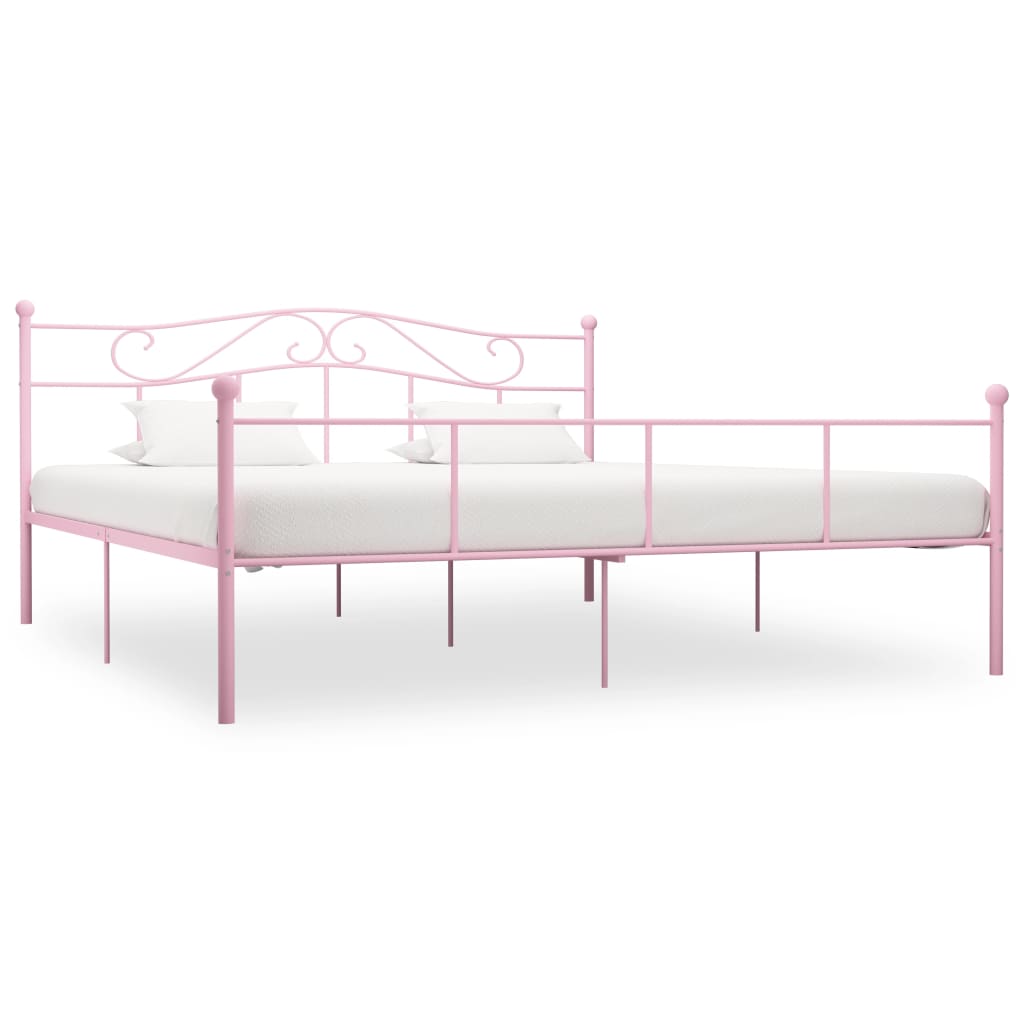 vidaXL Cadru de pat, roz, 180 x 200 cm, metal