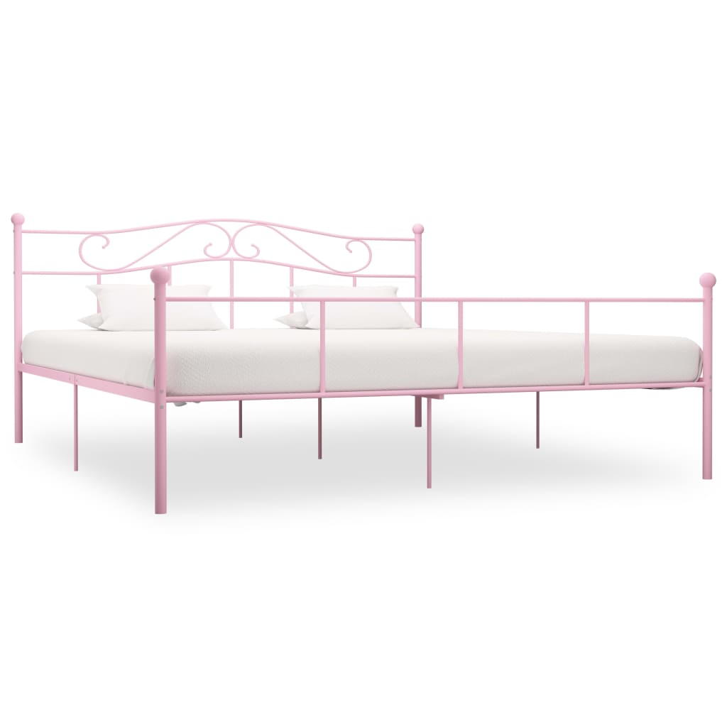 vidaXL Cadru de pat, roz, 200 x 200 cm, metal vidaXL imagine 2022
